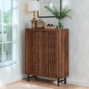 Lirago Brown 6-Tier Shoe Cabinet MDF Wooden 33.5x13.8x43.7 Louvered Doors Adjustable Shelves Storage - 3 of 4