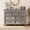Farmhouse 9-Drawer Dresser 47" Wide - Rustic Wood Chest with Metal Handles, Vintage Storage Organizer for Bedroom to Living Room - 3 of 4