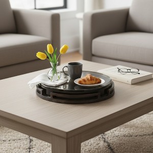 Decorative Round Glass Tray with Edge Design for House Decor - Modern Home Decor Accents for Jewelry, Bed, or Trinket Dish - 1 of 4