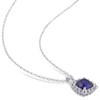 EVERLY JEWELRY | Sterling Silver 3 3/5 CT TGW Created Blue and Created White Sapphire and Diamond Halo Pendant with Chain, 18 inc - 4 of 4