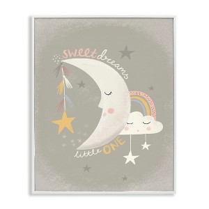 Stupell Industries Sweet Dreams Little One Sentiment Sleeping Crescent Moon Framed Giclee Art - 1 of 4