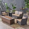 Christopher Knight Home Lucia Outdoor Wicker and Iron 4 Seater Chat Set with Fire Pit - 2 of 4