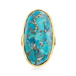 Ross-Simons Mosaic Turquoise Ring in 18kt Gold Over Sterling - 1 of 4