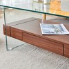 VYNXARIA 43.3 Inch Modern Two-Tier Coffee Table - Glass & Dark Wood Grain Storage Solution - 4 of 4