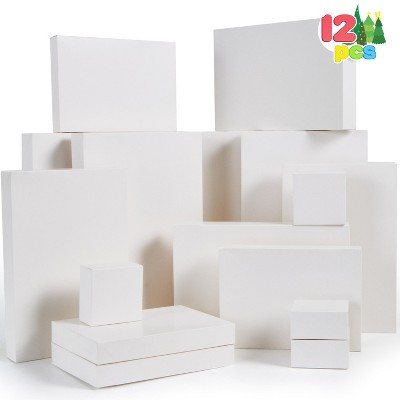 Joyfy 12 Pcs Christmas Shirt Gift Boxes, White Paper Box with Lid for Presents, Robe Box for Clothes Holiday & Wedding Gift Wrapping Decoration