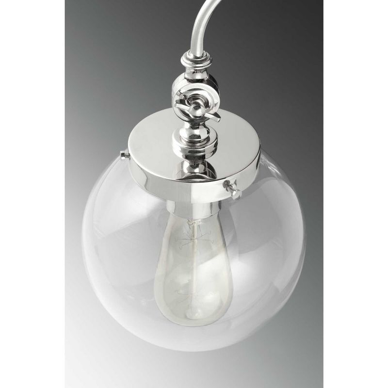Progress Lighting Penn 1-Light Pendant, Steel, Natural Brass, Clear Glass Sphere Shade, 4 of 6