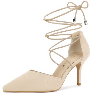 Allegra K Women's Pointed Toe Strappy Lace Up Stiletto Heels - 1 of 4
