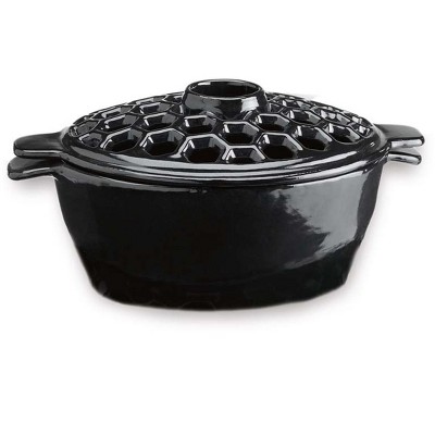 1 5 Quart Cast Iron Lattice Wood Stove Steamer Trivet Set Black
