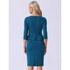 INSPIRE CHIC Women's Vintage Pencil 3/4 Sleeves Midi Bodycon Peplum Sheath Dress - 4 of 4