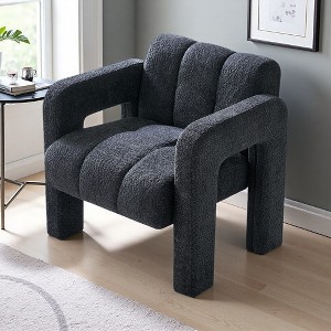 31" Boucle Upholstered Accent Chair with Wood Frame and Foam Seat - 1 of 4