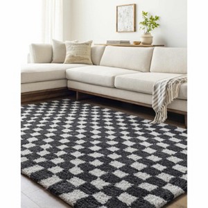 Hauteloom Zveha Black&White Checkered Plush Carpet - 1 of 4
