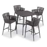 Eiland 5pc Patio Set with 36" Square Bar Table & 4 Nette Bar Chairs - Oxford Garden