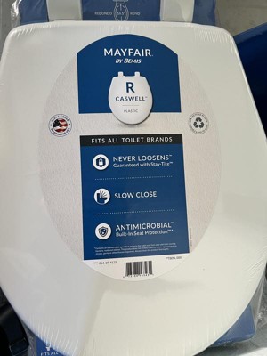 Mainstays Elongated White Wood Toilet Seat, Easy Clean