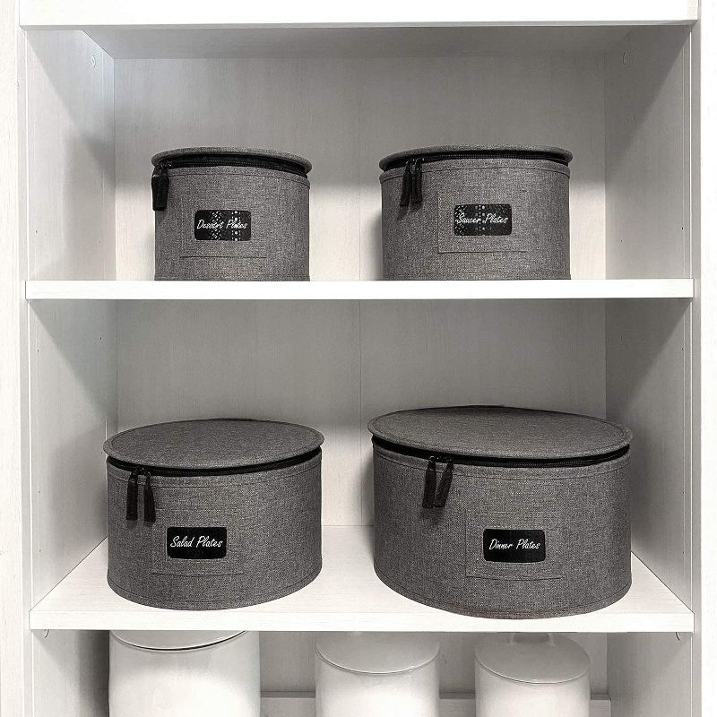 Sorbus 5 Piece China Dinnerware Storage Organizer Set for Protecting or Transporting  (Gray), 4 of 6