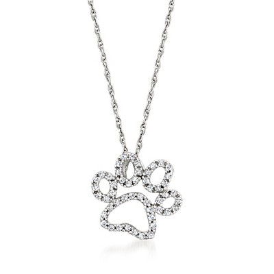 Ross-Simons 0.20 ct. t.w. Diamond Paw Print Pendant Necklace in 14kt White Gold