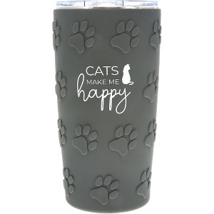 Pavilion Gift Company - Cats - 20 oz Travel Tumbler with 3D Silicone Wrap - Portable Drinkware - 1 of 4