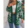 Coolmee Women's Ugly Christmas Sweaters Long Sleeve Open Front Cardigan Sweaters with Pockets - 3 of 4