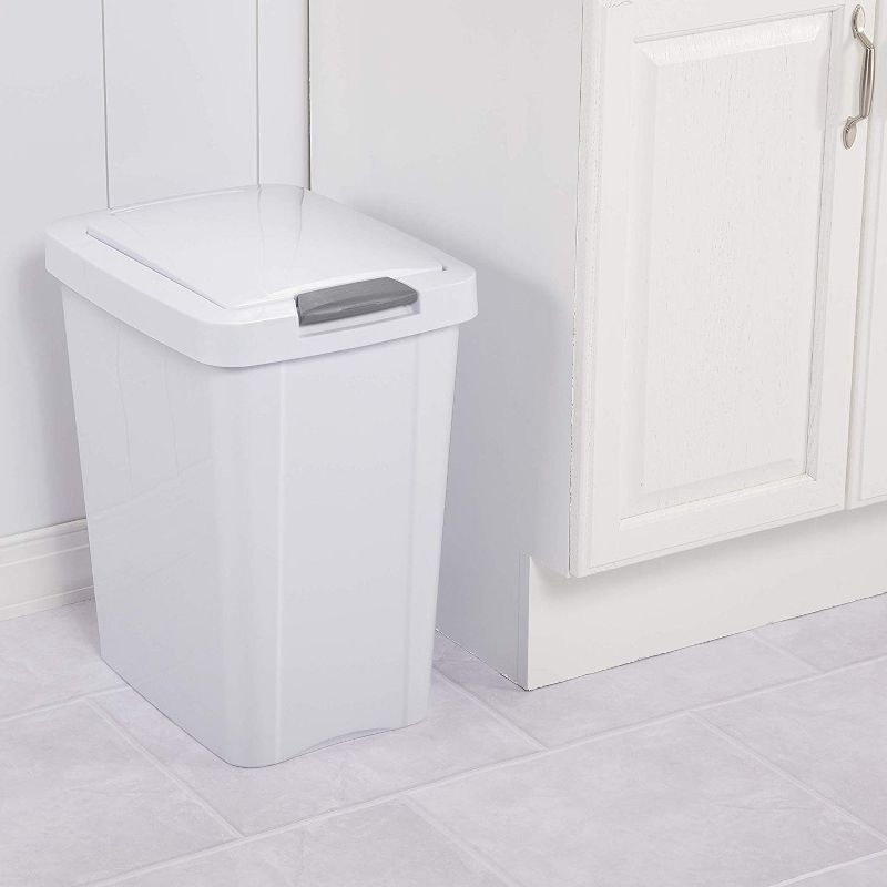 Sterilite Gallon TouchTop Narrow Plastic Wastebasket with Secure Titanium Latch for Kitchen, Bathroom, and Office Use, 5 of 8