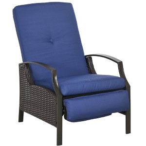Outsunny Rattan Adjustable Recliner Chair with Hand-Woven All-Weather Wicker for Patio, Outdoor, Garden, Poolside - 1 of 4