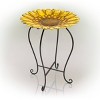 19" Embossed Iron/Glass Sunflower Birdbath Yellow - Alpine Corporation: Freestanding, Weather-Resistant - 3 of 4