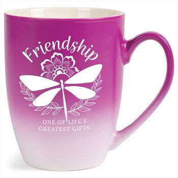 Elanze Designs Friendship: One Of Life'S Greatest Gifts Two Toned Ombre Matte Pink and White 12 ounce Ceramic Stoneware Coffee Cup Mug