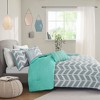 Sapphtopaz Bedding Comforter Set Reversible Chevron Print Quilt Set with Printed Pleats Decoration Throw Pillow - 4 of 4