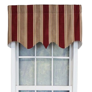 RLF Home Bodega Stripe Window Treatment Regal Premium Quality Valance 3" Rod Pocket 50" x 17" Mauve Red - 1 of 3