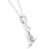 Pompeii3 Diamond Knot Petite Womens Solitaire Pendant 10K White Gold 1/2" Tall - 3 of 4