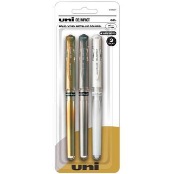 uni Gel Impact Metallic Stick Pens, 1.0 mm Bold Tip, Assorted Colors, Set of 3