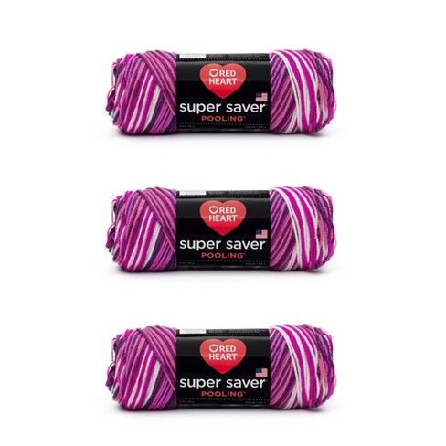 Red Heart Super Saver Mulberry Mix Yarn - 3 Pack of 141g/5oz - Acrylic - 4  Medium (Worsted) - 364 Yards - Knitting/Crochet