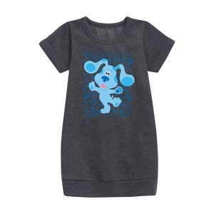 Girls' - Blue's Clues & You! - Blue Waves Hello Graphic Short Sleeve Fleece Dress - 1 of 2