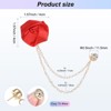 Unique Bargains Cloth Handmade Flower Lapel Pin with Gold Badge Tassel Chain Brooches 1.57 inch 1 Pc - 3 of 4