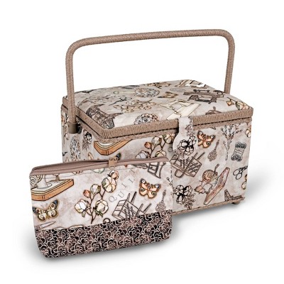 Singer Lg Basket Rolled Edge Leopard Print Matching Zipper Pouch And Sew Kit  : Target