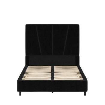 RealRooms Maverick Velvet Upholstered Platform Bed with Tufted Headboard