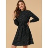 Allegra K Women's Mock Neck Swing Midi Long Sleeve A-line Floral Dress - 2 of 4