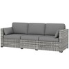 Outsunny Wicker Patio Couch, PE Rattan 3-Seat Sofa, Outdoor Furniture with Deep Seating, Cushions, Steel Frame - 4 of 4