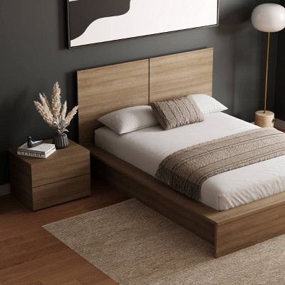 Brown Oak Composite 3-Piece Full Bedroom Set