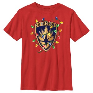 Boy's Guardians of the Galaxy Holiday Special Christmas Lights Badge T-Shirt - 1 of 4