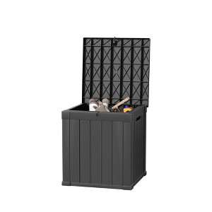 MAYEERTY 50 Gallon Large Capacity Outdoor Deck Box for Patio Furniture Cushions, Pillow with Wheels, Black - 1 of 4