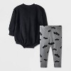 Baby Bat Face Romper & Leggings Set - Cat & Jack™ Black - 2 of 4