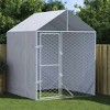 vidaXL Outdoor Dog Kennel Silver Galvanized Steel Large - 6.6‘ x 32.8‘ x 8.2‘ - 3 of 4