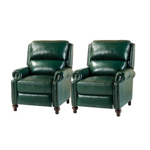Set of 2 Elisabete Modern Wingback Genuine Leather Recliner with Vintage Nail Head Trim for Living Room and Bedroom| ART OF LIVING DESIGNS - 1 of 4