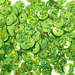 John Bead Flat Round Plastic Loose Sequins Hologram with Hole Craft Embellishments Lime Green 8mm 850 Pieces - 1 of 4