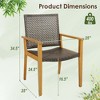 Costway Set of 4 Patio Dining Chairs Outdoor Acacia Wood Rattan Armchairs Garden Balcony - 3 of 4