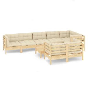 vidaXL Garden Lounge Set Cream Cushions and Pinewood Frame - 1 of 4
