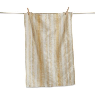 tagltd Serene Stripe Honey Yellow Cotton   Kitchen Dishtowel 26L x 18W in.