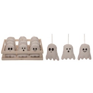 Transpac Polyester 5.5 in. White Halloween Plush Ghosts In Crate Set of 12 - 1 of 1