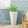 Maggift Outdoor Planters with Classic Design, Flower Planter Pot for Garden, Courtyard, Patio, White，13"*13"*28.5" - 2 of 4