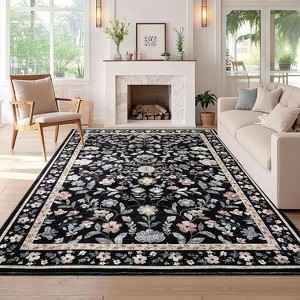 homfan Washable Runner Rug for Hallway Floral Print Kitchen Runner with Non-Slip Backing, Non-Shedding Low Pile Accent Rug - 1 of 4