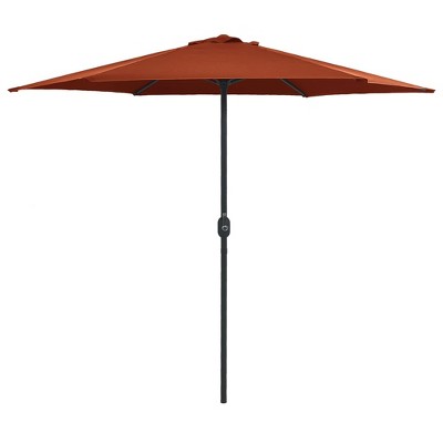 vidaXL Aluminum Outdoor Umbrella, UV Protection Parasol, Crank Mechanism, Anti-fade Polyester Cover, Stable and Durable, 106.3" x 96.9", Terracotta